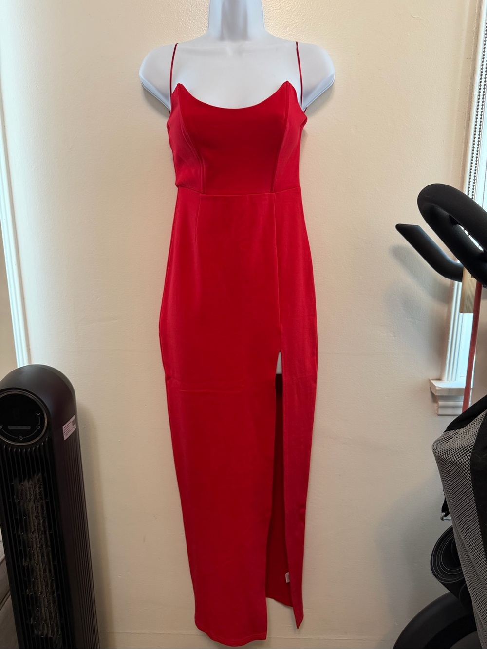 Red Strapless Maxi Dress with Side Slit